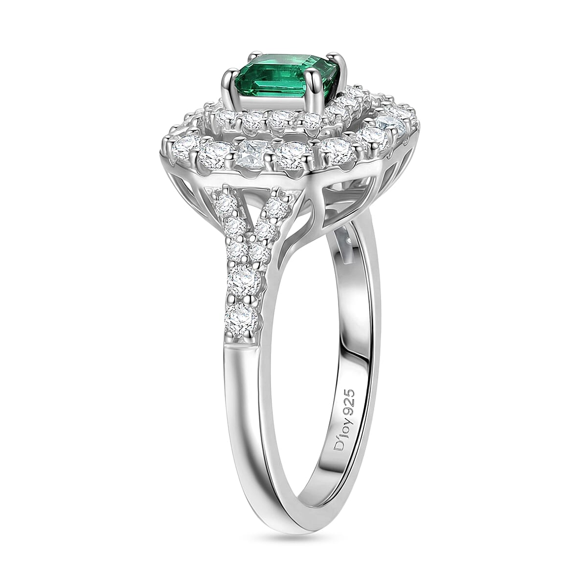 Certified & Appraised D'Joy Pirineu Lagoon Tourmaline and Moissanite 1.60 ctw Ring in Rhodium Over Sterling Silver (Size 10.0)