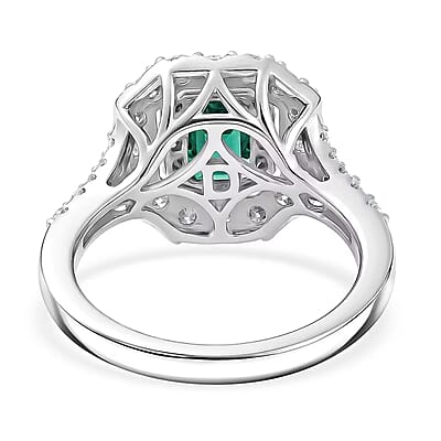 Certified & Appraised D'Joy Pirineu Lagoon Tourmaline and Moissanite 1.60 ctw Ring in Rhodium Over Sterling Silver (Size 10.0)