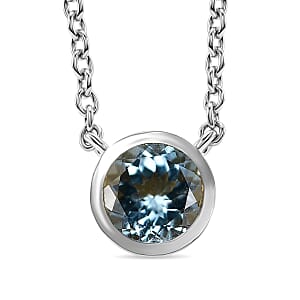 D'Joy Premium Mangoro Aquamarine 0.85 ctw Necklace in Rhodium Over Sterling Silver 18-20 Inches 