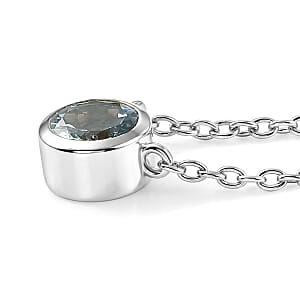D'Joy Premium Mangoro Aquamarine 0.85 ctw Necklace in Rhodium Over Sterling Silver 18-20 Inches 