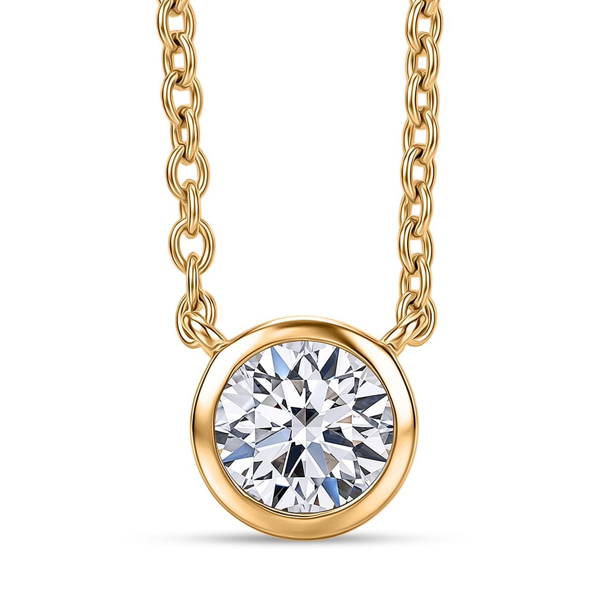 Luxuriant Lab Grown Diamond G-H SI 0.70 ctw Fancy Necklace in 18K Vermeil Yellow Gold Over Sterling Silver 18-20 Inches