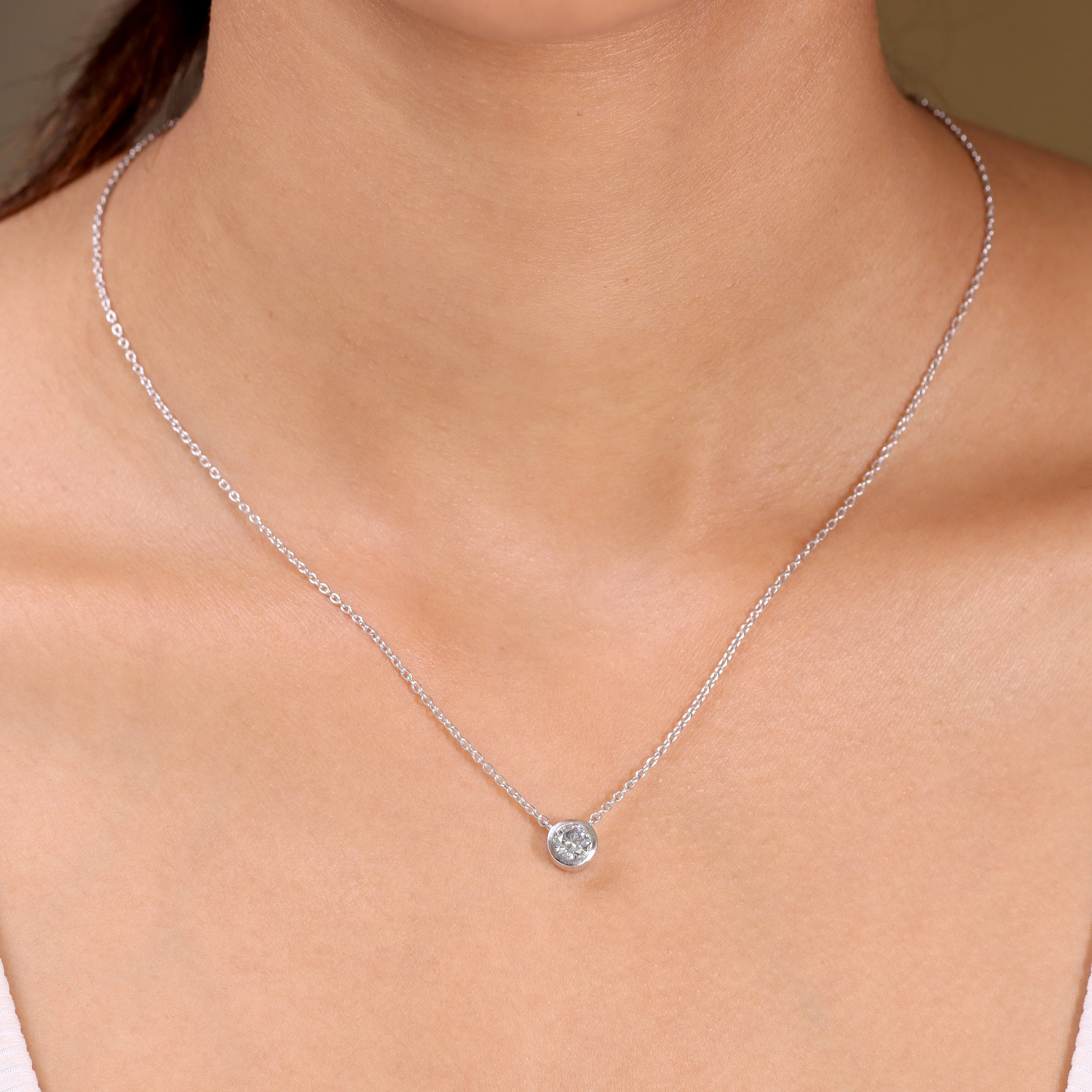 Luxuriant Lab Grown Diamond G-H SI 0.70 ctw Fancy Necklace in Rhodium Over Sterling Silver 18-20 Inches