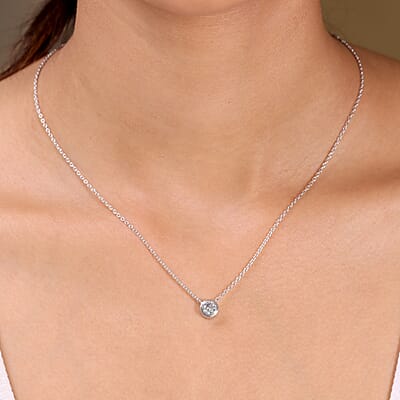 Luxuriant Lab Grown Diamond G-H SI 0.70 ctw Fancy Necklace in Rhodium Over Sterling Silver 18-20 Inches
