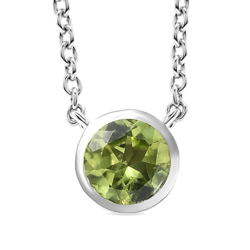 D'Joy Hebei Peridot 0.80 ctw Necklace in Rhodium Over Sterling Silver 18-20 Inches