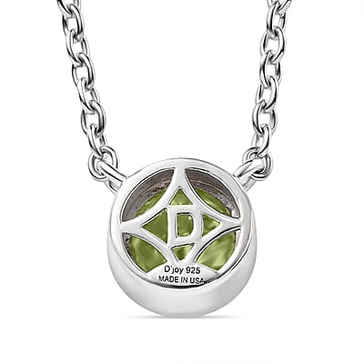 D'Joy Hebei Peridot 0.80 ctw Necklace in Rhodium Over Sterling Silver 18-20 Inches