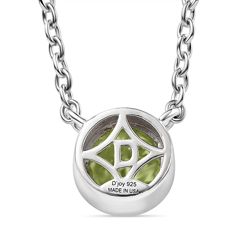 D'Joy Hebei Peridot 0.80 ctw Necklace in Rhodium Over Sterling Silver 18-20 Inches