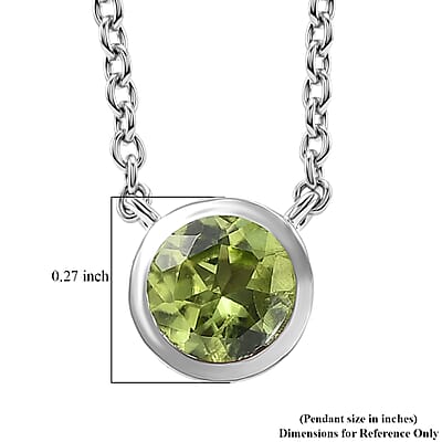 D'Joy Hebei Peridot 0.80 ctw Necklace in Rhodium Over Sterling Silver 18-20 Inches