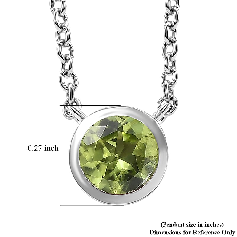 D'Joy Hebei Peridot 0.80 ctw Necklace in Rhodium Over Sterling Silver 18-20 Inches