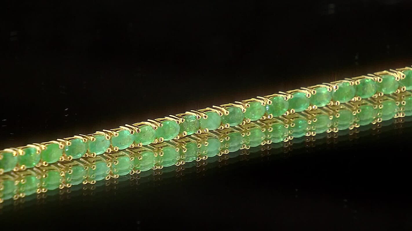 D'Joy Premium Kagem Zambian Emerald Bracelet in 18K Vermeil YG Over Sterling Silver (7.25 In) 7.10 ctw