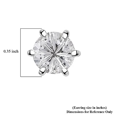 D'Joy White Topaz 3.25 ctw Crown Solitaire Stud Earrings in Rhodium Over Sterling Silver