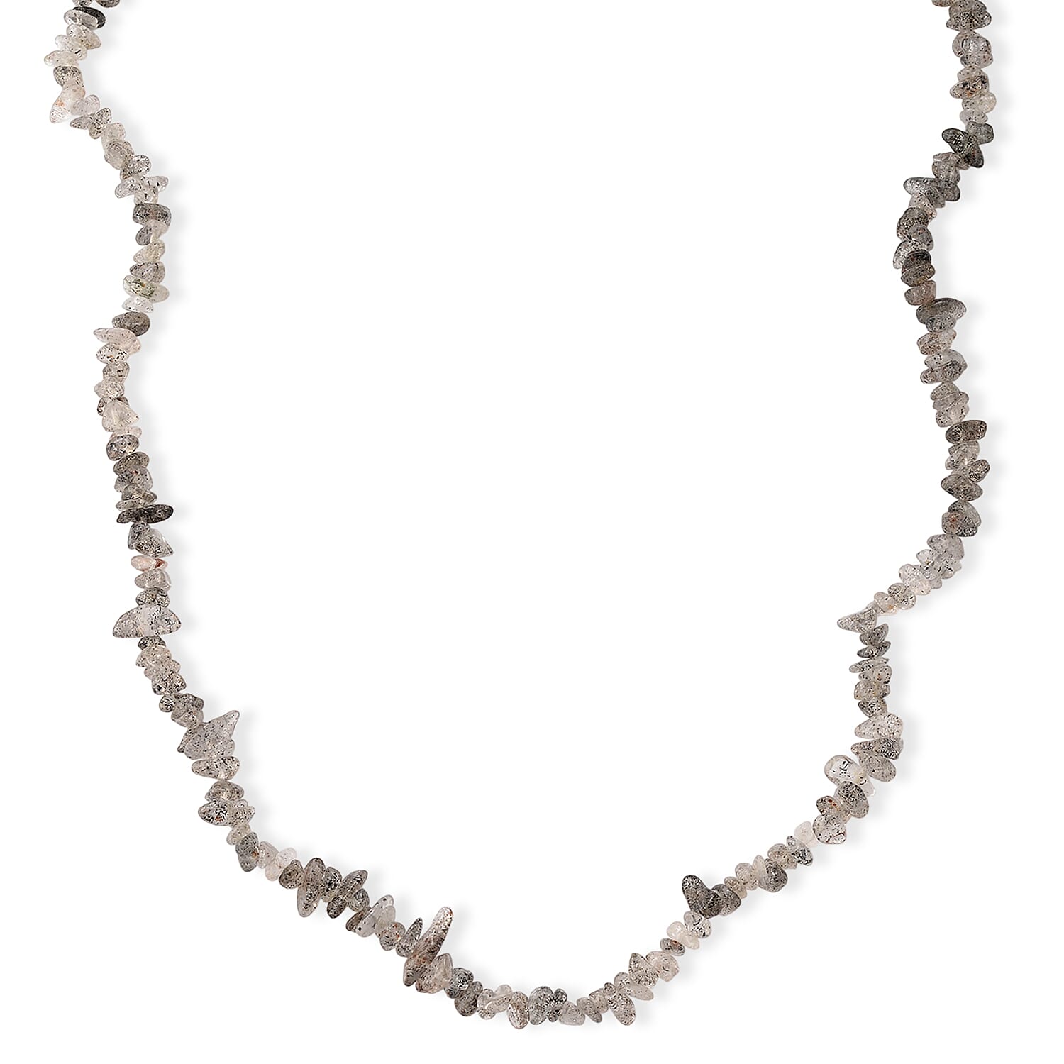 Salt Pepper Quartz 355.00 ctw Beaded Necklace with Lobster Lock in Stainless Steel 32 Inches