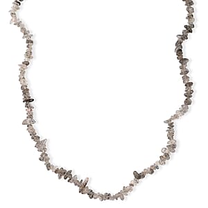 Salt Pepper Quartz 355.00 ctw Beaded Necklace with Lobster Lock in Stainless Steel 32 Inches