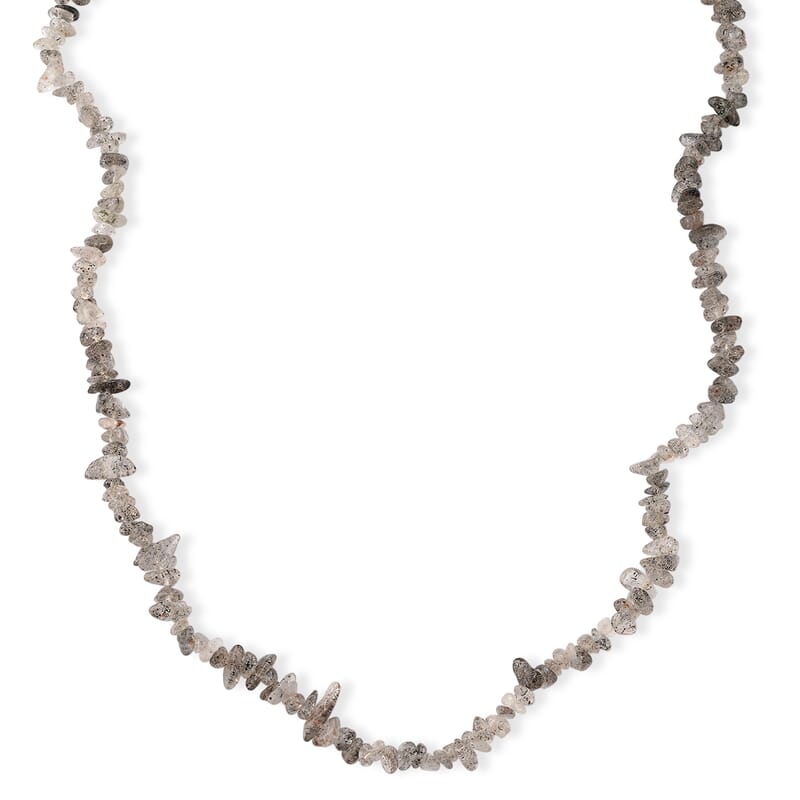 Salt Pepper Quartz 355.00 ctw Chips Necklace with Lobster Lock in Stainless Steel 32 Inches