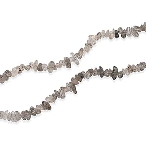 Salt Pepper Quartz 355.00 ctw Beaded Necklace with Lobster Lock in Stainless Steel 32 Inches