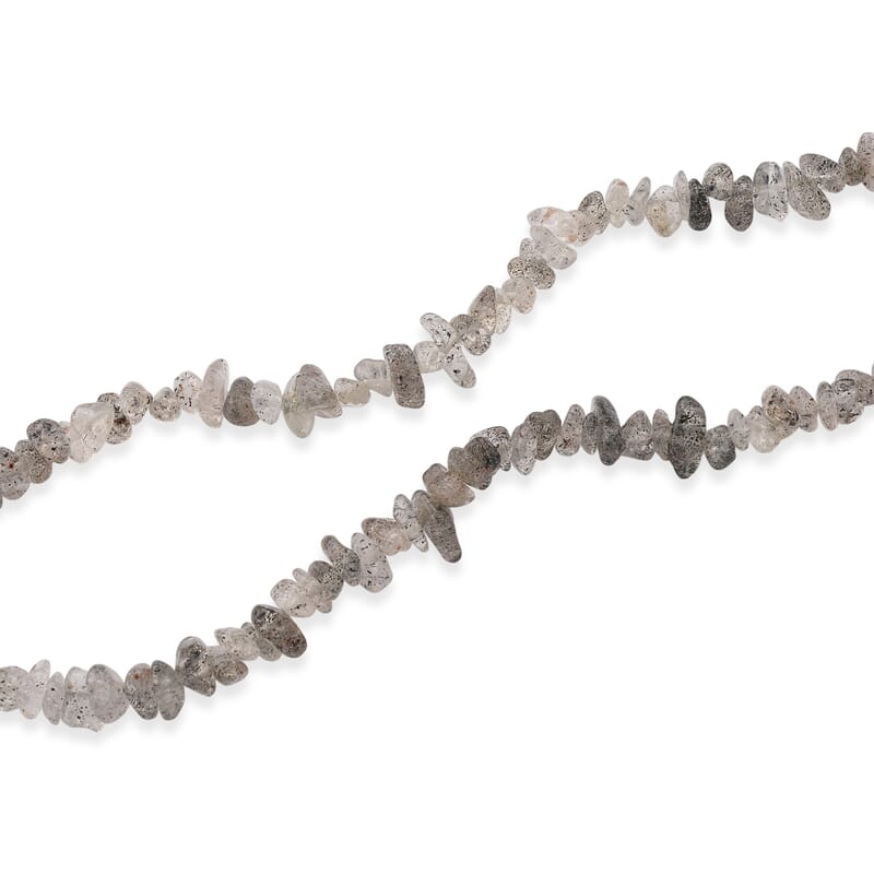 Salt Pepper Quartz 355.00 ctw Chips Necklace with Lobster Lock in Stainless Steel 32 Inches