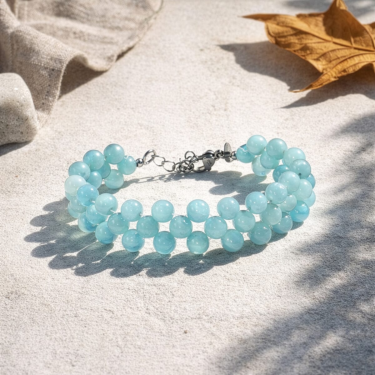 EverTrue Amazonite Beaded Bracelet in Stainless Steel (7.25-9.25In) 95.00 ctw image number 1