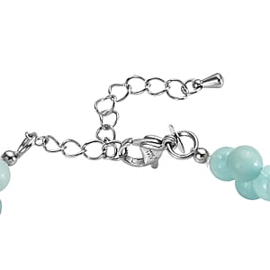 EverTrue Amazonite 95.00 ctw Beaded Bracelet in Stainless Steel (7.25-9.25In)