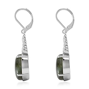EverTrue Malagasy Labradorite 14.00 ctw Lever Back Earrings in Stainless Steel