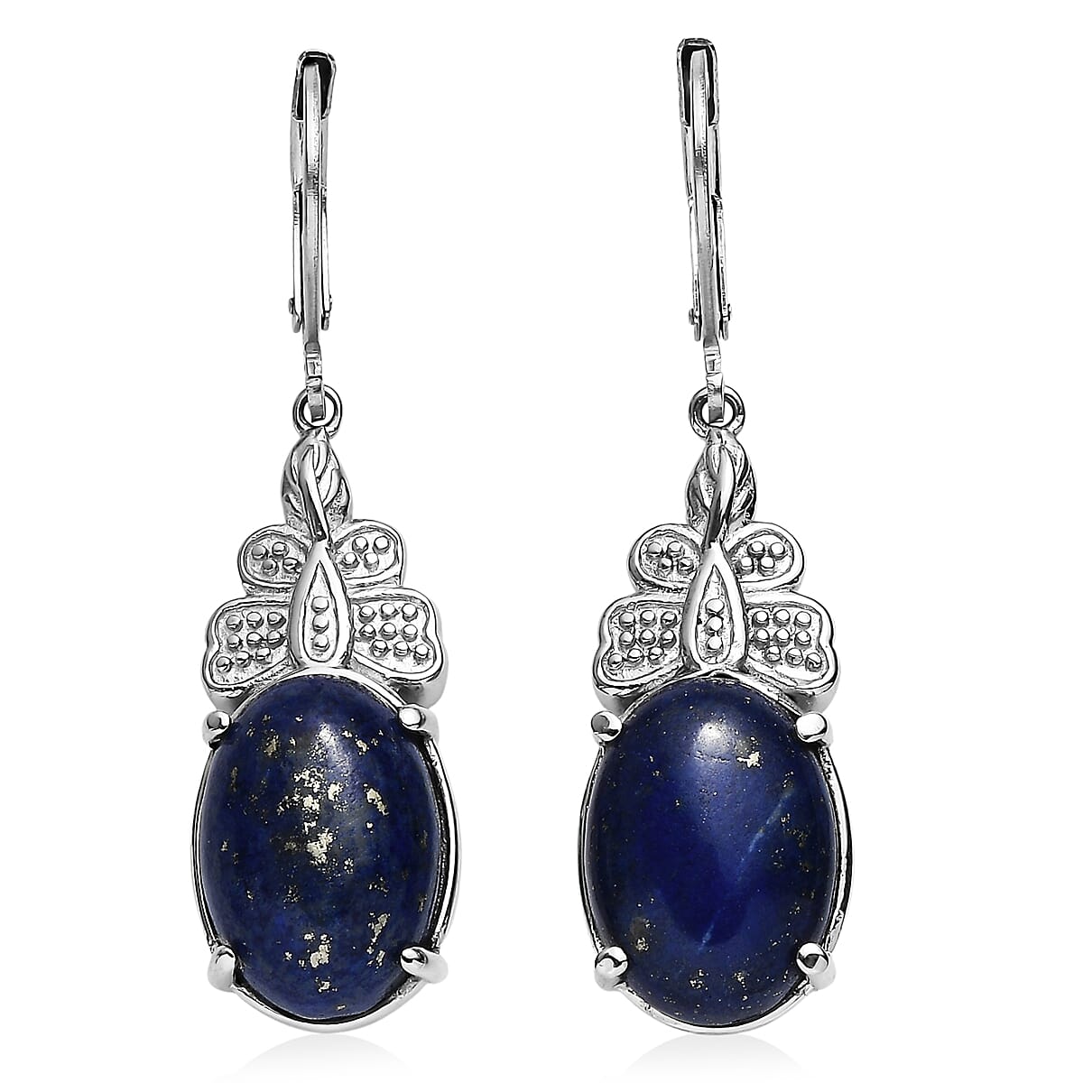 EverTrue Lapis Lazuli 13.70 ctw Lever Back Earrings in Stainless Steel