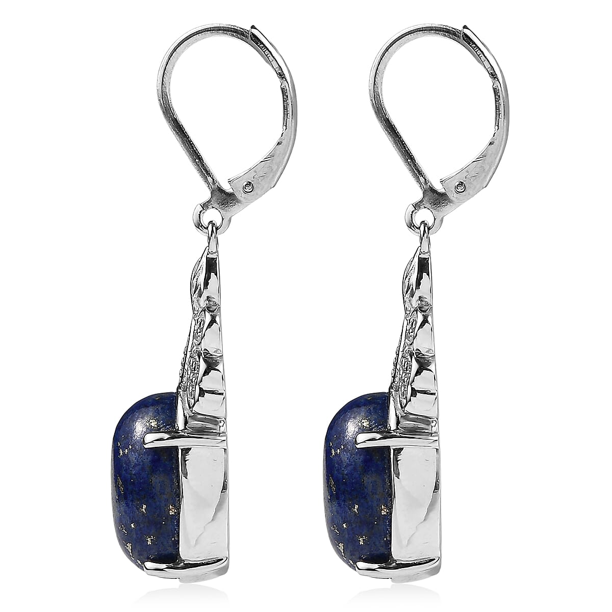 EverTrue Lapis Lazuli 13.70 ctw Lever Back Earrings in Stainless Steel