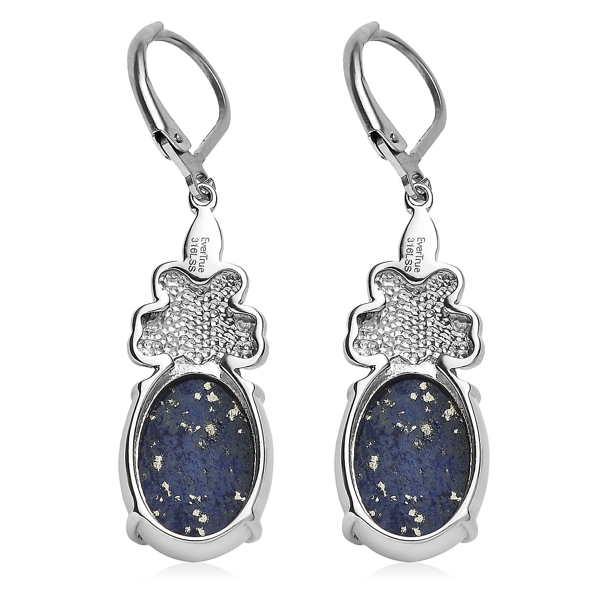 EverTrue Lapis Lazuli 13.70 ctw Lever Back Earrings in Stainless Steel