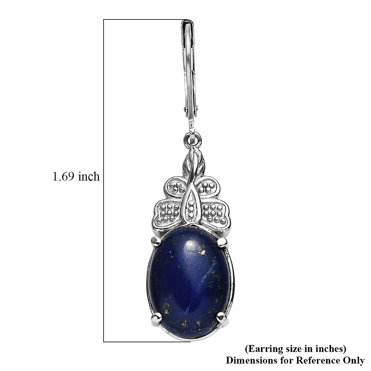 EverTrue Lapis Lazuli 13.70 ctw Lever Back Earrings in Stainless Steel