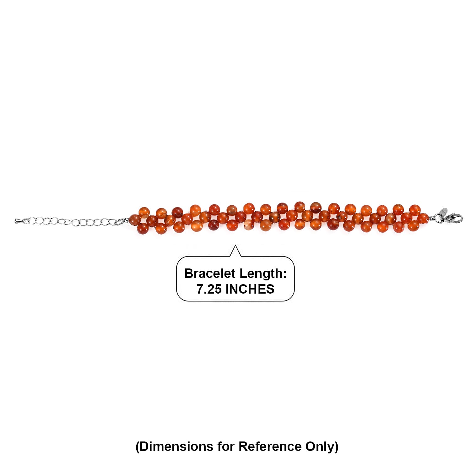 EverTrue Carnelian 80.00 ctw Beaded Bracelet in Stainless Steel (7.25-9.25In)