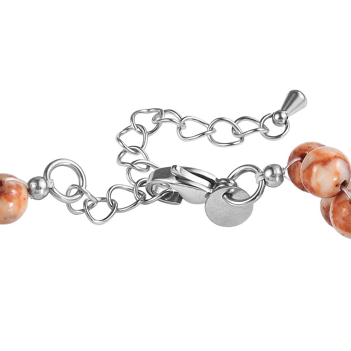 EverTrue Pink Web Jasper 85.00 ctw Beaded Bracelet in Stainless Steel (7.25-9.25In) image number 3