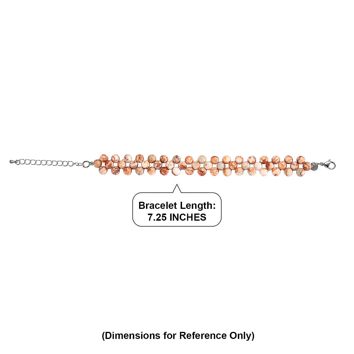 EverTrue Pink Web Jasper 85.00 ctw Beaded Bracelet in Stainless Steel (7.25-9.25In) image number 4