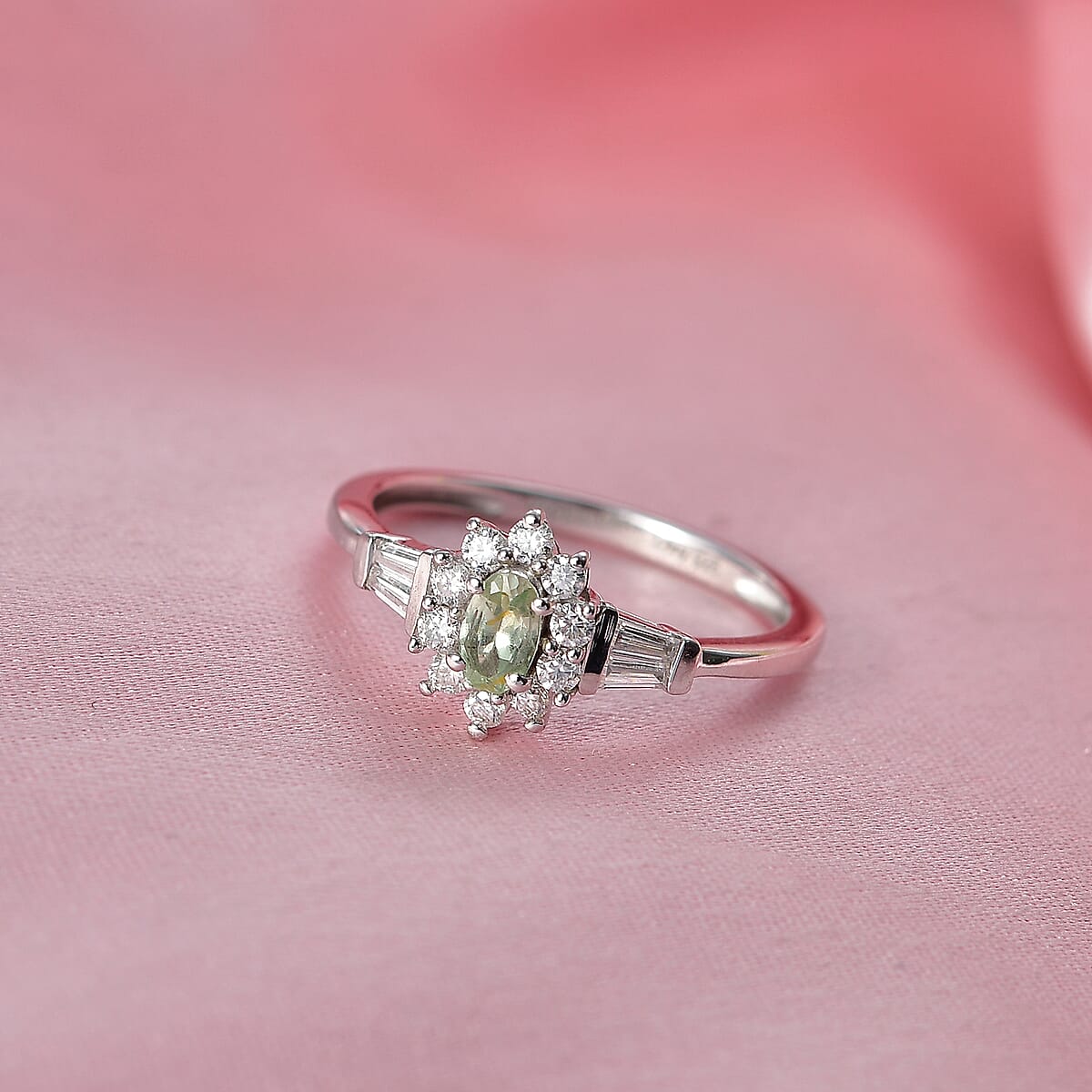 D'Joy Narsipatnam Alexandrite, Moissanite Ring in Rhodium Over Sterling Silver (Size 10.0) 0.60 ctw image number 1