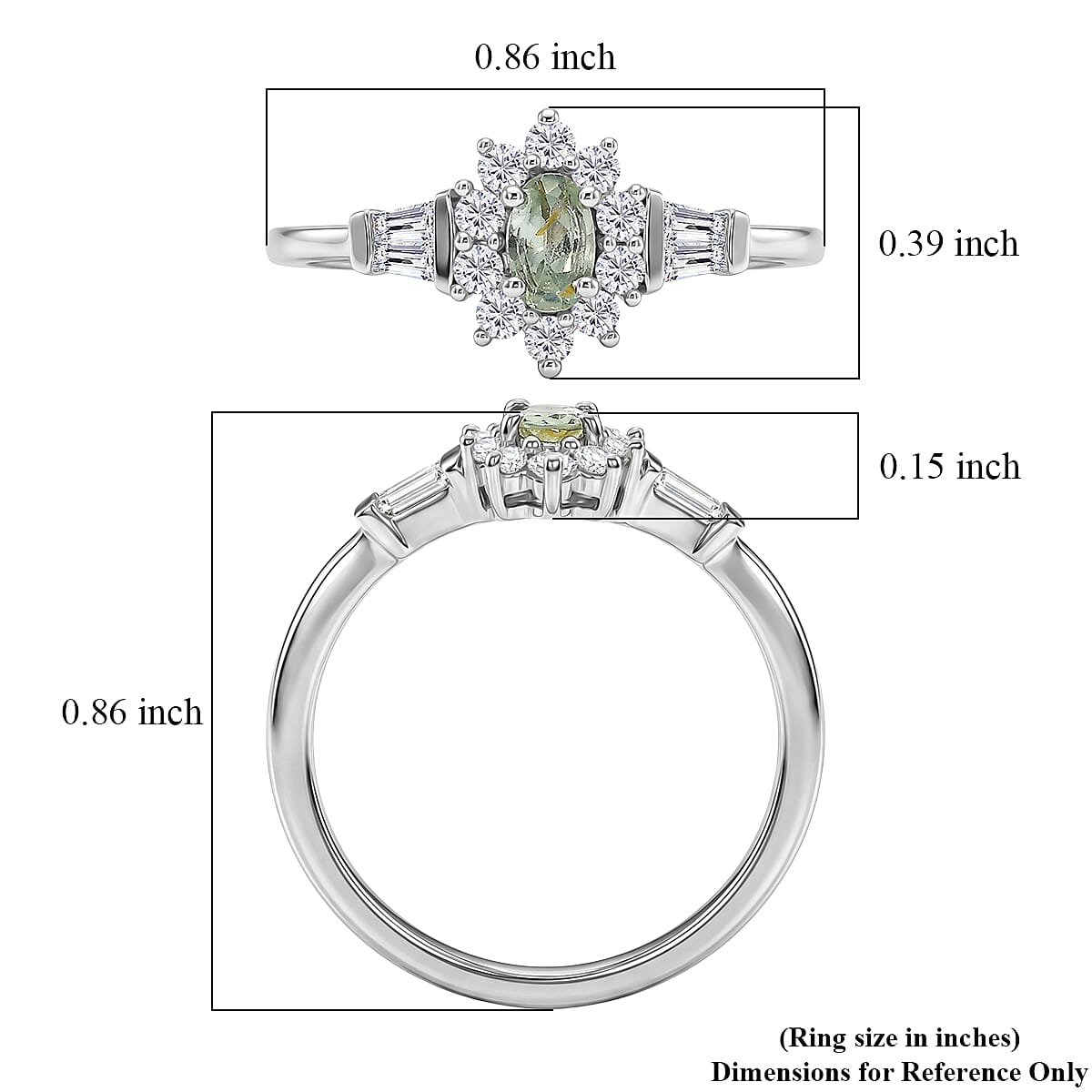 D'Joy Narsipatnam Alexandrite and Moissanite 0.60 ctw Royal Glow Halo Ring in Rhodium Over Sterling Silver (Size 9.0)