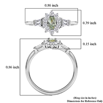 D'Joy Narsipatnam Alexandrite and Moissanite 0.60 ctw Royal Glow Halo Ring in Rhodium Over Sterling Silver (Size 9.0)