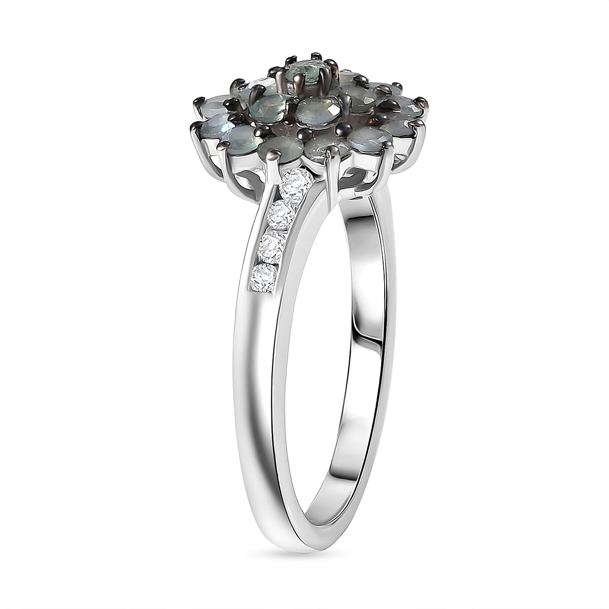 D'Joy Narsipatnam Alexandrite and Moissanite 1.15 ctw Twilight Bloom Ring in Rhodium Over Sterling Silver (Size 6.0) image number 3