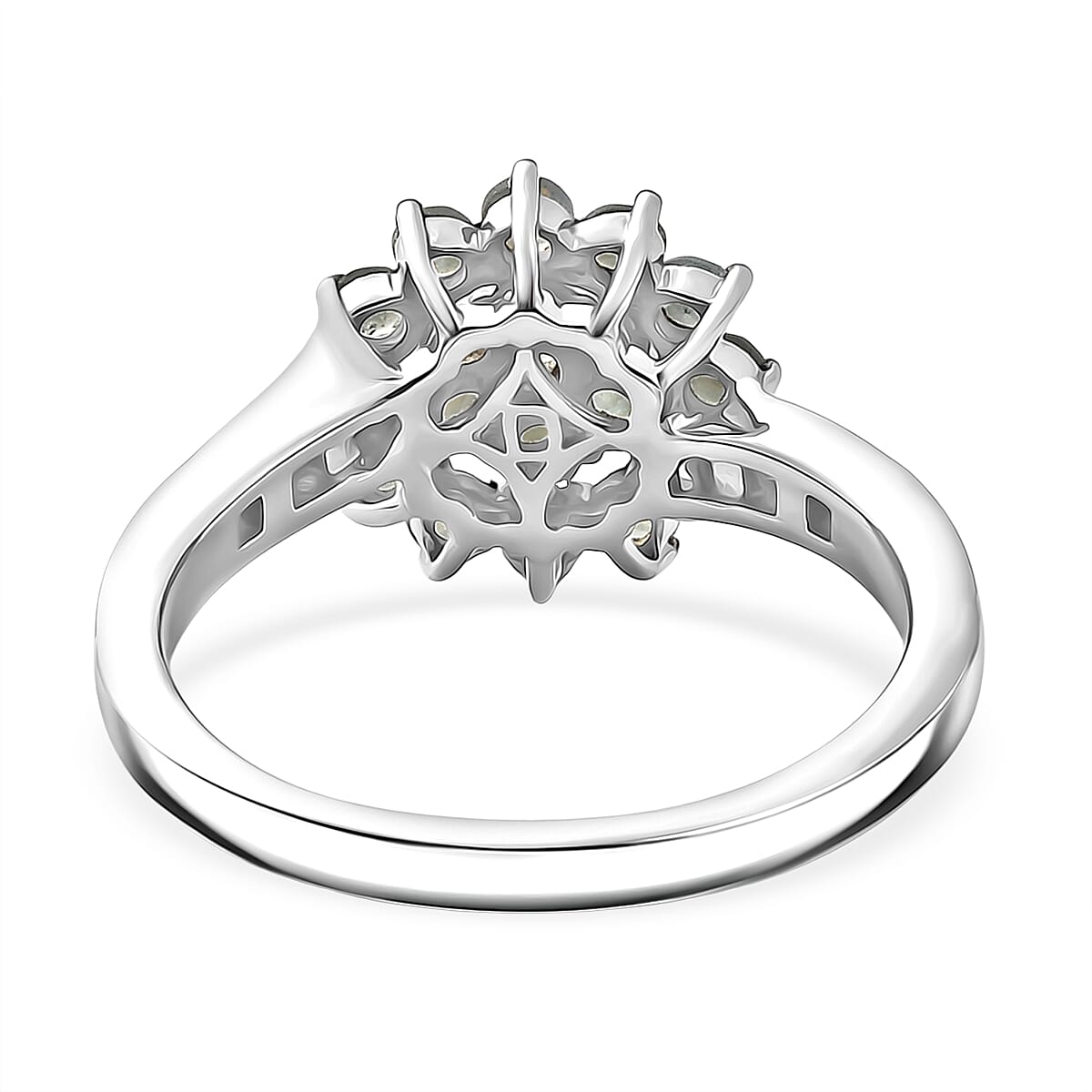 D'Joy Narsipatnam Alexandrite and Moissanite 1.15 ctw Twilight Bloom Ring in Rhodium Over Sterling Silver (Size 6.0) image number 4