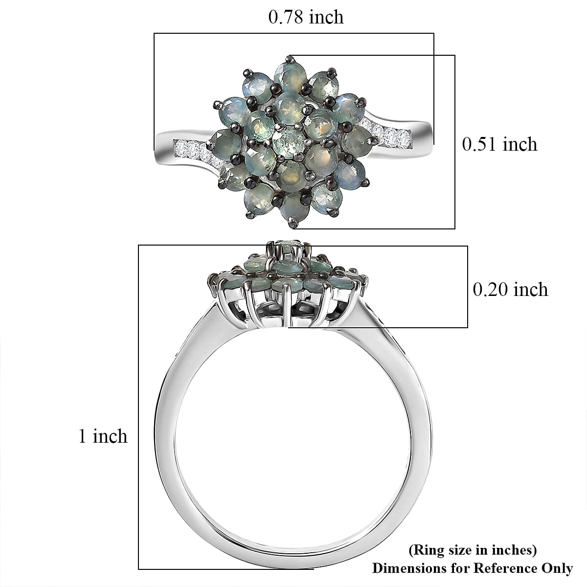 D'Joy Narsipatnam Alexandrite and Moissanite 1.15 ctw Twilight Bloom Ring in Rhodium Over Sterling Silver (Size 6.0) image number 5