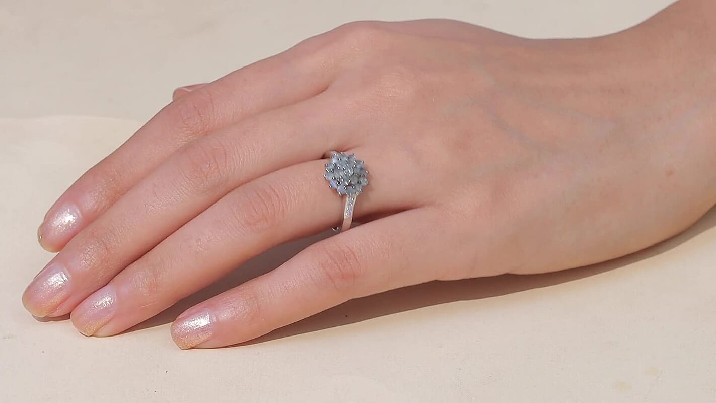 D'Joy Narsipatnam Alexandrite, Moissanite Ring in Rhodium Over Sterling Silver (Size 6.0) 1.15 ctw