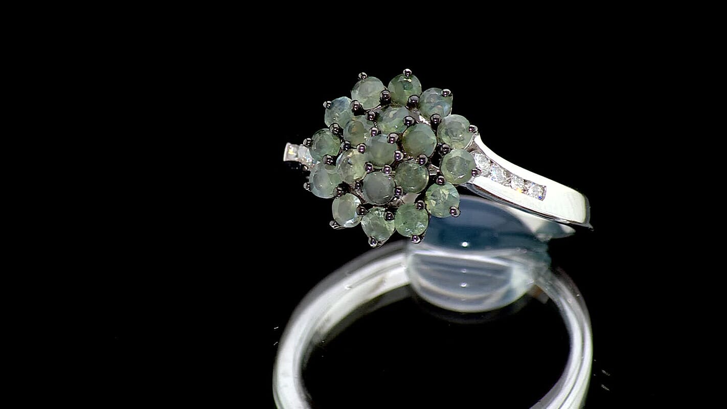 D'Joy Narsipatnam Alexandrite, Moissanite Ring in Rhodium Over Sterling Silver (Size 6.0) 1.15 ctw