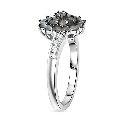 D'Joy Narsipatnam Alexandrite and Moissanite 1.15 ctw Twilight Bloom Ring in Rhodium Over Sterling Silver (Size 8.0)