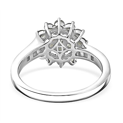 D'Joy Narsipatnam Alexandrite and Moissanite 1.15 ctw Twilight Bloom Ring in Rhodium Over Sterling Silver (Size 8.0)