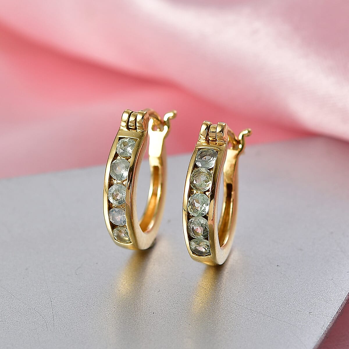 D'Joy Narsipatnam Alexandrite 0.90 ctw Twilight Hoops Earring in 18K Vermeil Yellow Gold Over Sterling Silver image number 1