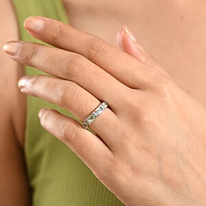 D'Joy Narsipatnam Alexandrite and Moissanite 1.30 ctw Twilight Eternity Band Ring in Rhodium Over Sterling Silver (Size 10.0)