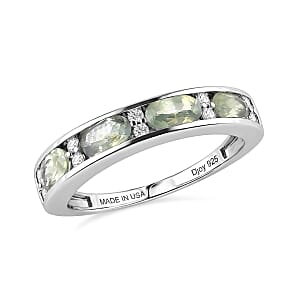 D'Joy Narsipatnam Alexandrite and Moissanite 1.30 ctw Twilight Eternity Band Ring in Rhodium Over Sterling Silver (Size 6.0)