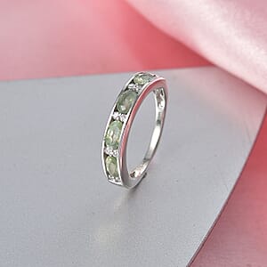 D'Joy Narsipatnam Alexandrite and Moissanite 1.30 ctw Twilight Eternity Band Ring in Rhodium Over Sterling Silver (Size 6.0)