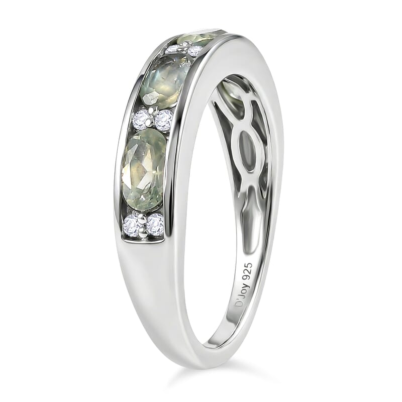 D'Joy Narsipatnam Alexandrite and Moissanite 1.30 ctw Twilight Eternity Band Ring in Rhodium Over Sterling Silver (Size 6.0)