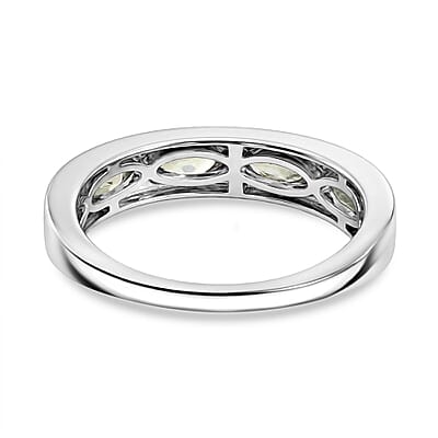 D'Joy Narsipatnam Alexandrite and Moissanite 1.30 ctw Twilight Eternity Band Ring in Rhodium Over Sterling Silver (Size 6.0)
