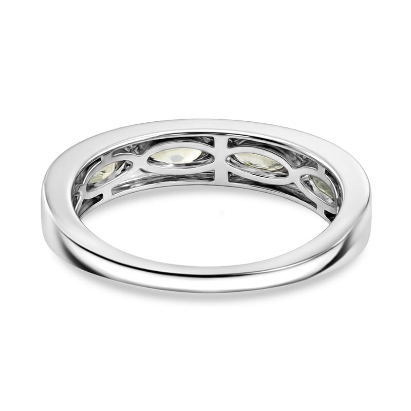 D'Joy Narsipatnam Alexandrite and Moissanite 1.30 ctw Twilight Eternity Band Ring in Rhodium Over Sterling Silver (Size 6.0)