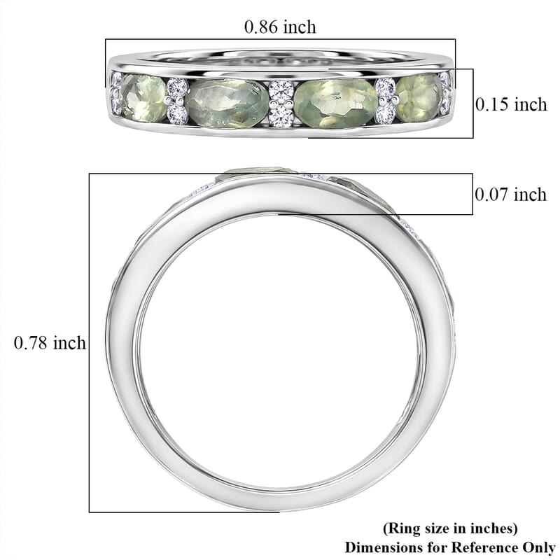D'Joy Narsipatnam Alexandrite and Moissanite 1.30 ctw Twilight Eternity Band Ring in Rhodium Over Sterling Silver (Size 6.0)