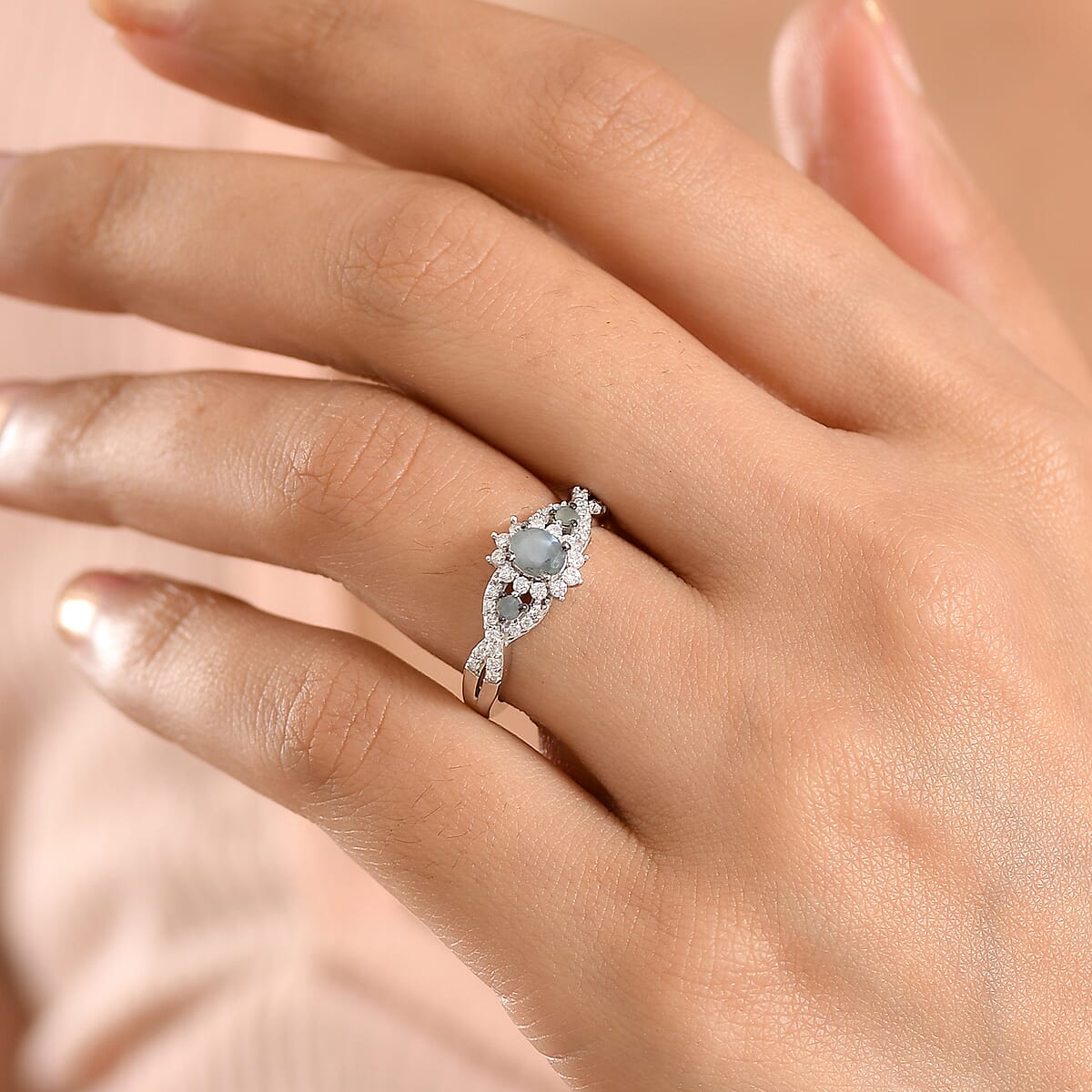 D'Joy Narsipatnam Alexandrite, Moissanite Ring in Rhodium Over Sterling Silver (Size 10.0) 0.80 ctw image number 2