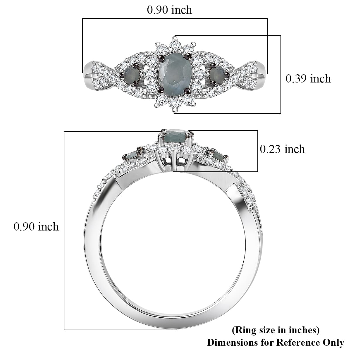 D'Joy Narsipatnam Alexandrite and Moissanite 0.80 ctw Royal Glow Infinity Ring in Rhodium Over Sterling Silver (Size 10.0)