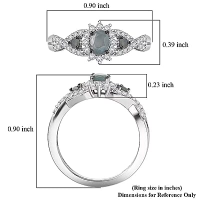 D'Joy Narsipatnam Alexandrite and Moissanite 0.80 ctw Royal Glow Infinity Ring in Rhodium Over Sterling Silver (Size 5.0)